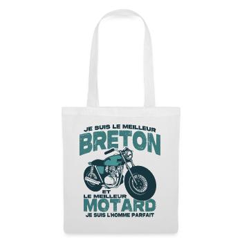 Le meilleur motard et le meilleur breton - Sac en tissu - blanc - Devant