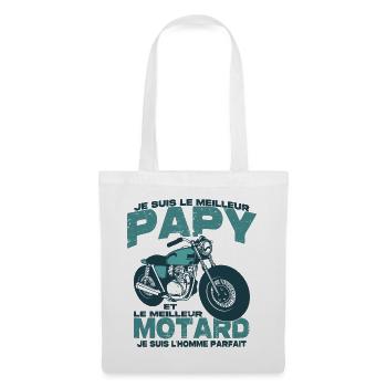 Le meilleur motard et le meilleur papy - Sac en tissu - blanc - Devant