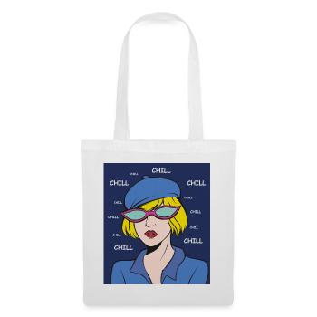 Chill Pop Art Dame - Stoffbeutel - Weiß - Vorne