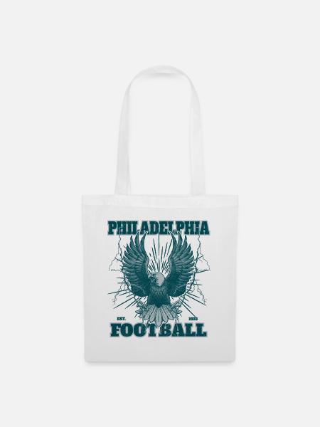Philadelphia Adler Emblem mit Football-Motiv - Stoffbeutel - Weiß