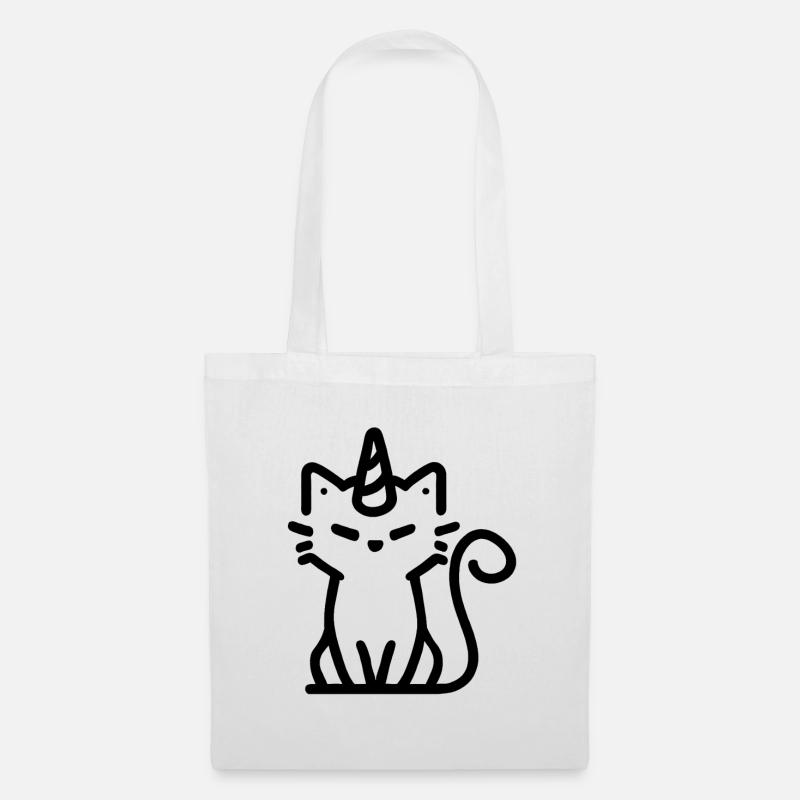Einhorn-Katze - Stoffbeutel - Weiß