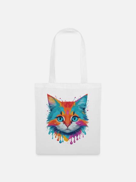 Niedliche Katze - Stoffbeutel - Weiß
