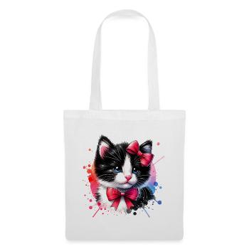 Katze Katzen Motiv Kunst Cat Design Kätzchen Miau - Stoffbeutel - Weiß - Vorne