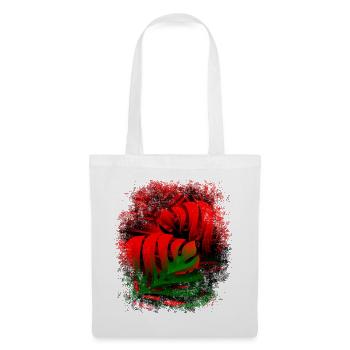 Motif avec des plantes Monstera Fougère Feuilles Rouge Vert - Sac en tissu - blanc - Devant