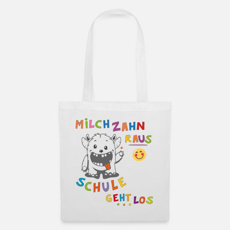 Schule Einschulung Monster - Stoffbeutel - Weiß