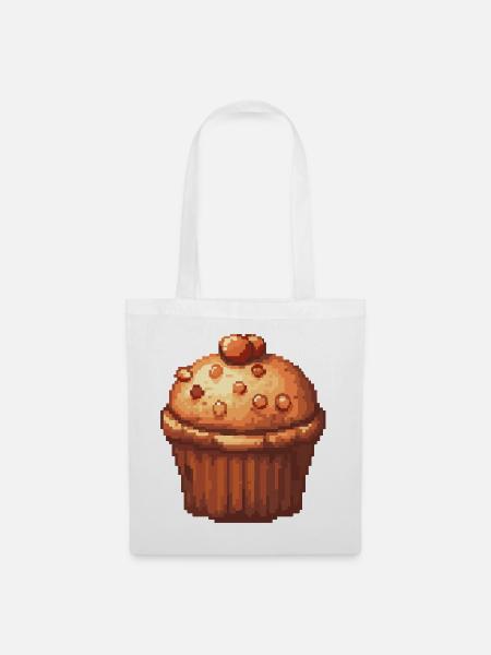 Pixelmuffin Cupcake Retro - Stoffbeutel - Weiß