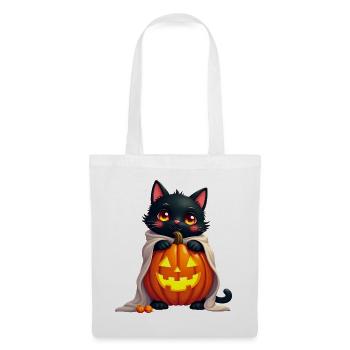 Halloween Cat with Halloween Pumpkin - Tote Bag - white - Front
