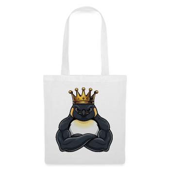 Strong Penguin King Cartoon Fitness Portrait - Tote Bag - white - Front