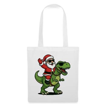 Christmas T Rex with Santa Swag - Tote Bag - white - Front