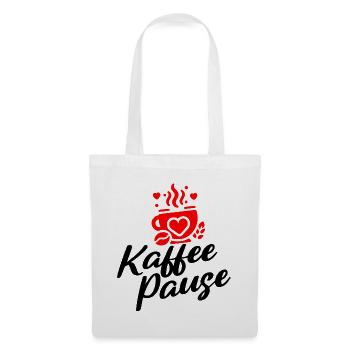 Kaffee Pause - Kaffeebecher mit Herzmotiv - Stoffbeutel - Weiß - Vorne