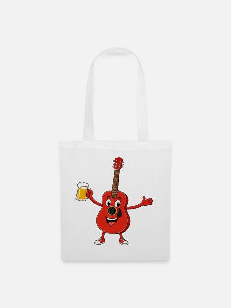Gitarre mit Bier - Stoffbeutel - Weiß
