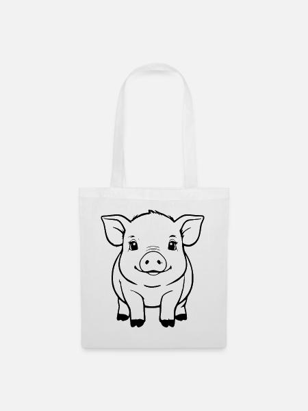 Schwein Schweinchen Bauern Geschenk - Stoffbeutel - Weiß