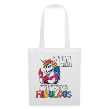 Regenbogen Unicorn Spruch ich bin toll - Stoffbeutel - Weiß - Vorne