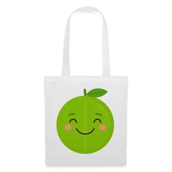 Green Kawaii Apple – Sweet Fruit Cartoon Graphic - Tote Bag - white - Front