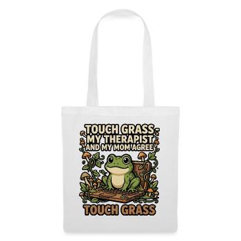 Touch Grass Frosch Computer Humor - Stoffbeutel - Weiß - Vorne