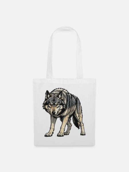 GrauerWolf Illustration - Stoffbeutel - Weiß