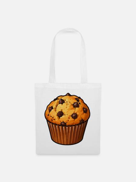 Muffin mit Schokoladenchips - Stoffbeutel - Weiß