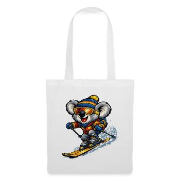Koala beim Skifahren - Stoffbeutel - Weiß - Vorne
