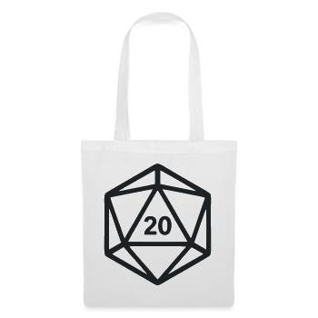 D20 Wuerfel Rollenspiel Grafik - Stoffbeutel - Weiß - Vorne