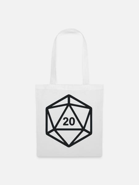 D20 Wuerfel Rollenspiel Grafik - Stoffbeutel - Weiß