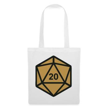 D20 Wuerfel Rollenspiel Icon - Stoffbeutel - Weiß - Vorne