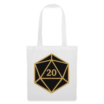 D20 Wuerfel Rollenspiel Icon - Stoffbeutel - Weiß - Vorne