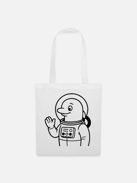 Delfin als Astronaut – Schwarz - Stoffbeutel - Weiß