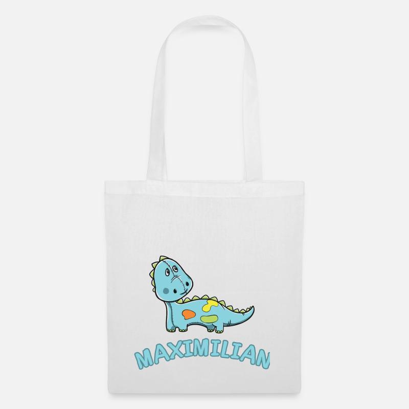Dinosaurier lustig Kind Maximilian Geschenk Geburt - Stoffbeutel - Weiß