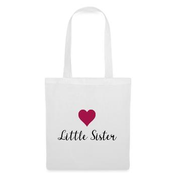 "Little Sister" Schriftzug Geschenk Idee - Stoffbeutel - Weiß - Vorne