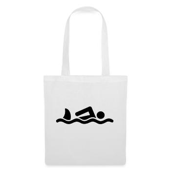 Schwimmer mit Hai - Stoffbeutel - Weiß - Vorne