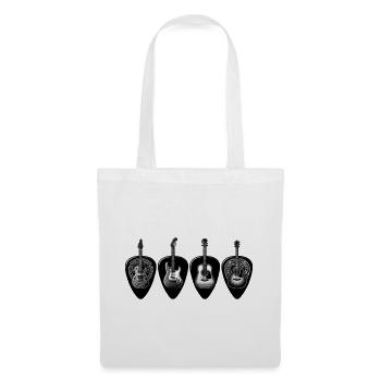 Quartet de Médiators Guitare Noir et Blanc - Sac en tissu - blanc - Devant