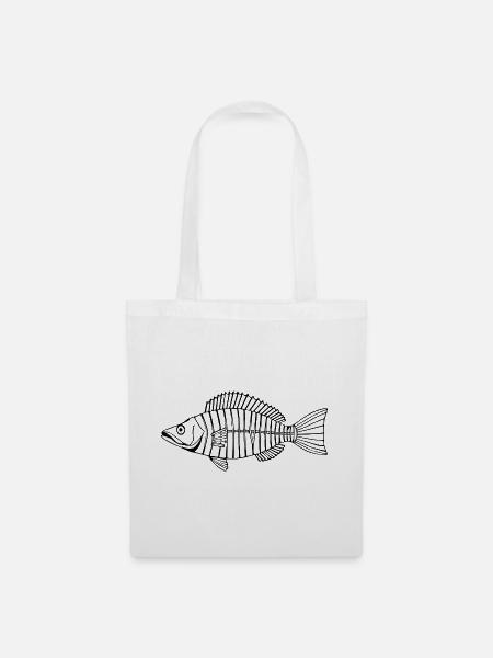 Fisch Shirt Fischmotiv,Angelbekleidung Geschenk - Stoffbeutel - Weiß