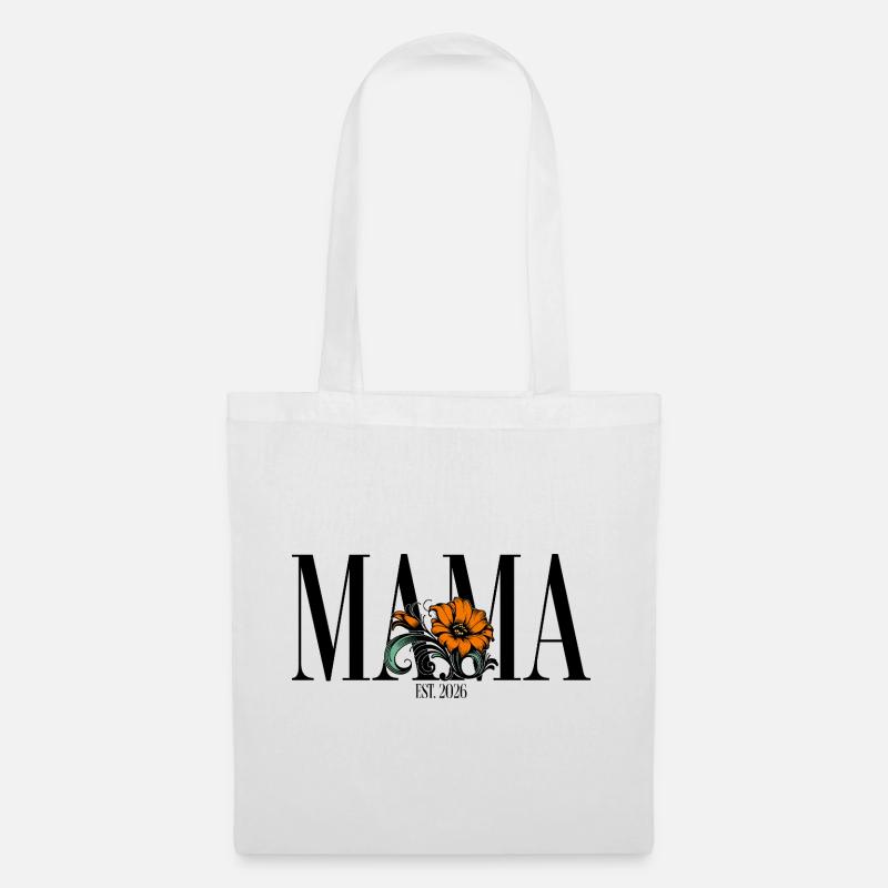 Mama – Florale Vintage Blume Geschenkidee - Stoffbeutel - Weiß