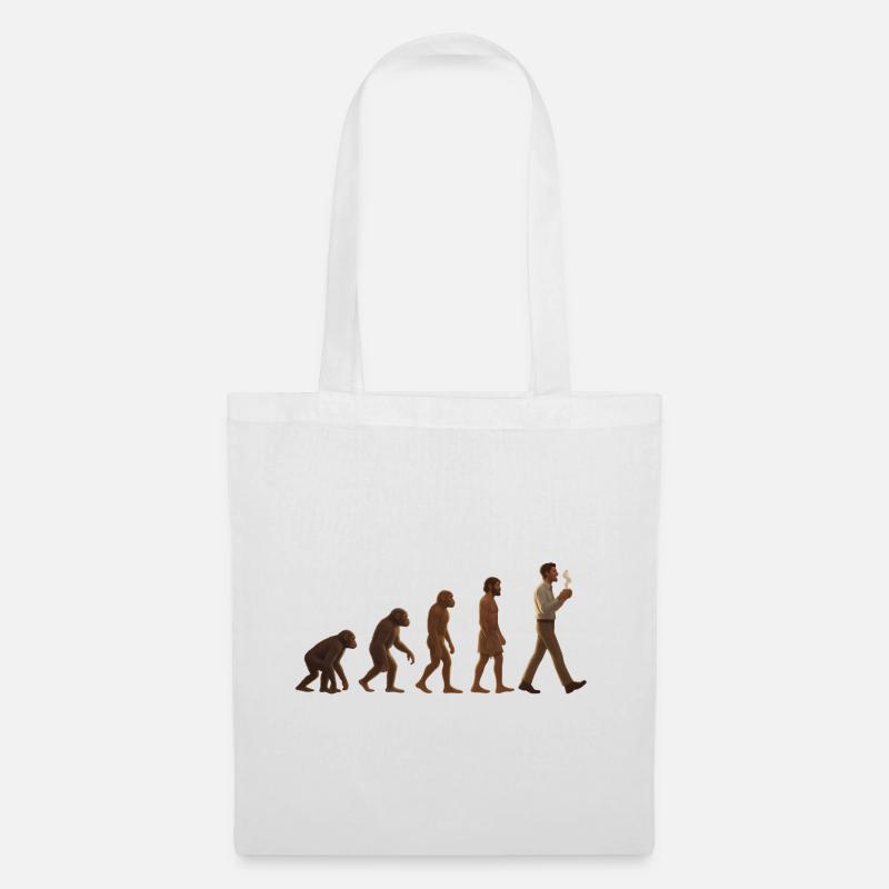 Evolutionary journey: From ape to coffee-drinking man - Tote Bag - white