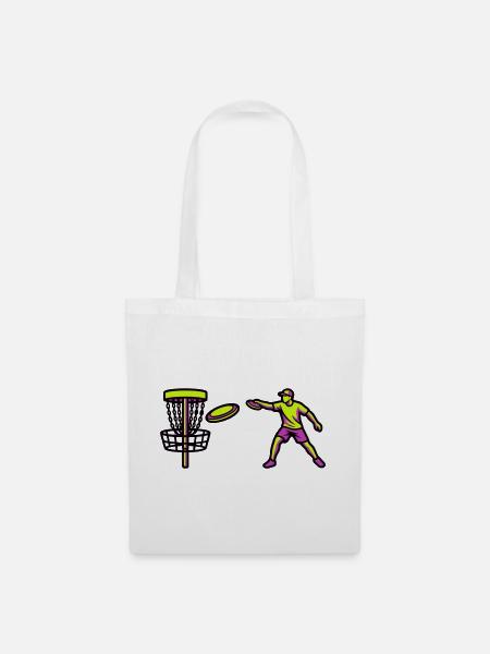 Discgolf Spieler Wurf Grafik - Stoffbeutel - Weiß