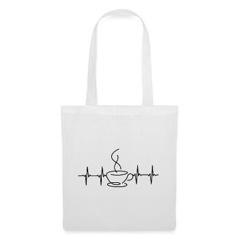 Kaffee EKG Herzschlag Tasse - Stoffbeutel - Weiß - Vorne