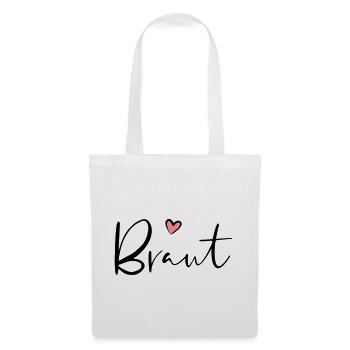 Cadeau de partie de poule coeur de mariée - Sac en tissu - blanc - Devant