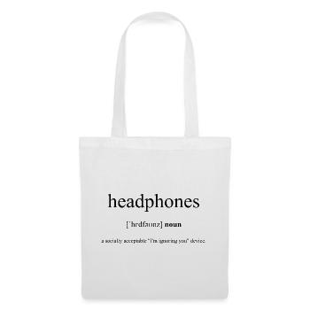 Headphones | Kopfhörer Definition Dictionary - Stoffbeutel - Weiß - Vorne