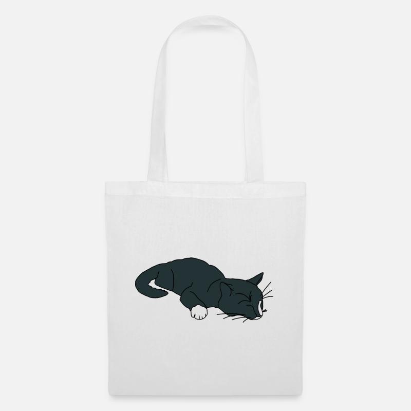 Schlafende Katze - Stoffbeutel - Weiß