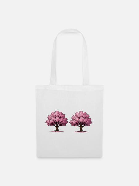 Kirschblüten Baumkunst - Stoffbeutel - Weiß