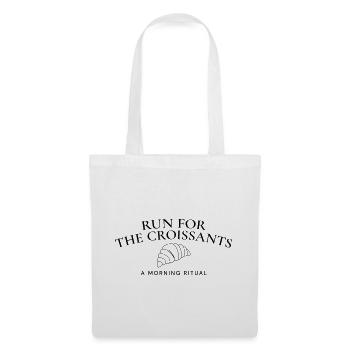 Run for the Croissants – Laufen & Café-Lebensstil - Stoffbeutel - Weiß - Vorne