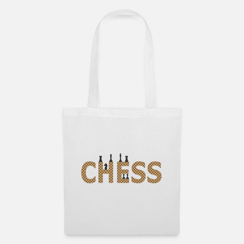 Echecs à la silhouette contrastée - Sac en tissu - blanc