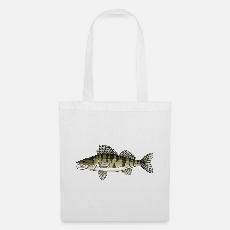 Zander Predator Fish Design for Anglers - Tote Bag - white