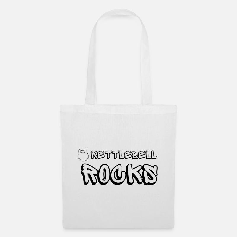 Kettlebell ROCKS Shirts schwarz - Stoffbeutel - Weiß