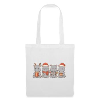 Hippopotames pour enfants, garçons et filles, Noël - Sac en tissu - blanc - Devant