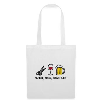 Schere Wein Paar Bier Lustiges Party Wortspiel - Stoffbeutel - Weiß - Vorne