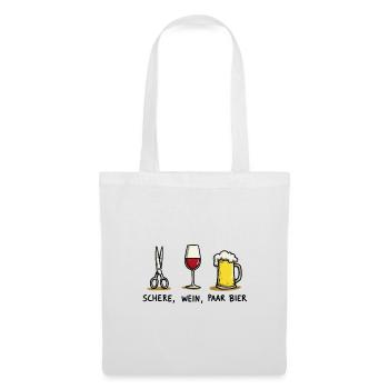 Schere Wein Paar Bier Lustiges Party Wortspiel - Stoffbeutel - Weiß - Vorne