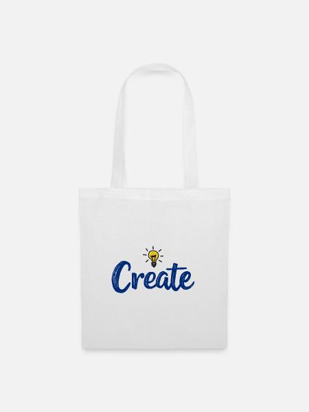 Create Schriftzug mit leuchtender Glühbirne - Stoffbeutel - Weiß