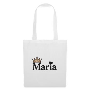 Maria Vorname Krone Herz Geschenkidee - Stoffbeutel - Weiß - Vorne
