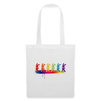 Motif des lapins colorés silhouette arc-en-ciel des enfants - Sac en tissu - blanc - Devant